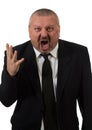 An angry businessman points at the camera Royalty Free Stock Photo