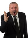 An angry businessman points at the camera Royalty Free Stock Photo