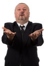 An angry businessman points at the camera Royalty Free Stock Photo