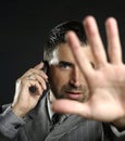 Angry businessman saying stop, hand Royalty Free Stock Photo