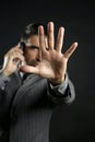 Angry businessman saying stop, hand Royalty Free Stock Photo