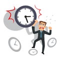 Angry businessman screaming holding clock Royalty Free Stock Photo