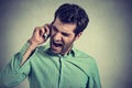 Angry businessman screaming on mobile phone Royalty Free Stock Photo