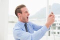 Angry businessman screaming on the phone Royalty Free Stock Photo