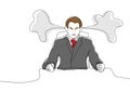 Angry businessman with steam comes out of his ears