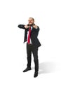 Angry businessman threatening and pointing to camera. on white. Royalty Free Stock Photo