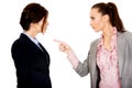Angry businesswoman accuses her partner. Royalty Free Stock Photo