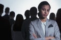 Angry businesswoman in crowd Royalty Free Stock Photo