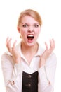 Angry businesswoman furious woman screaming Royalty Free Stock Photo