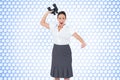 Angry businesswoman throwing binoculars away Royalty Free Stock Photo