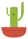 Angry cactus in pot, illustration, vector