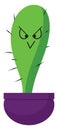 Angry cactus in purple pots, illustration, vector