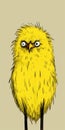 Angry Canary: Hand Drawn Yellow Bird In Necronomicon Style Royalty Free Stock Photo