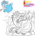 Angry carnivore dragon, funny illustration, design