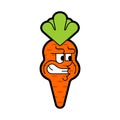 Angry carrot isolated. Evil vegetable. Vector illustration