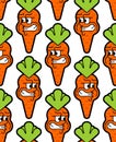 Angry carrot pattern seamless. Evil vegetable background. Vector illustration