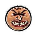 Angry cartoon face with stubble, vector illustration