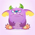 Angry cartoon goblin monster. Vector illustration