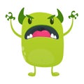 Angry cartoon green alien monster. Big collection of cute monsters for Halloween. Vector illustration Royalty Free Stock Photo