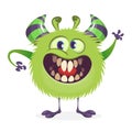 Angry cartoon green monster. Vector illustration of monster character for Halloween. Royalty Free Stock Photo