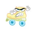 Angry cartoon illustration of old fashioned roller blades