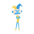 Angry cartoon jester colorful character vector Illustration Royalty Free Stock Photo