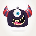 Angry cartoon monster. Angry black monster emotion. Halloween vector illustration. Big set of carton monsters clipart.