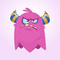 Angry cartoon monster. Angry flying monster emotion. Halloween vector illustration. Royalty Free Stock Photo