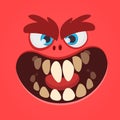 Angry cartoon monster face design. Vector Halloween red monster illustration. Royalty Free Stock Photo