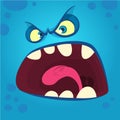 Angry cartoon monster face. Halloween mask of scare monster. Royalty Free Stock Photo