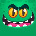 Angry cartoon monster face. Vector Halloween green monster character. Royalty Free Stock Photo