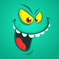 Angry cartoon monster face. Vector Halloween monster avatar.