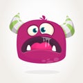 Angry cartoon monster with horns. Big collection of cute monsters. Halloween character. Royalty Free Stock Photo