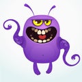 Angry cartoon monster screaming. Yelling angry monster expression. Halloween vector illustration.