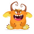 Angry cartoon monster sitting Royalty Free Stock Photo