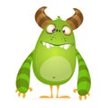 Angry cartoon monster. Vector illustration of green monster character for Halloween. Royalty Free Stock Photo