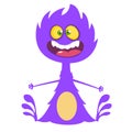 Angry cartoon one eyed dragon. Vector Halloween violet monster illustration