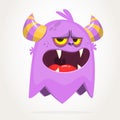 Angry cartoon pink monster. Vector cute monster mascot illustration for Halloween. Royalty Free Stock Photo