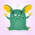 Angry cartoon troll monster. Big collection of cute monsters for Halloween. Vector illustration