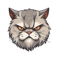 Angry Cat Face Sticker On Isolated Tansparent Background, Png, Logo. Generative AI