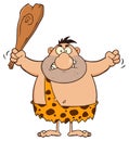 Angry Caveman Cartoon Character Holding A Club