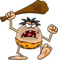 Angry Caveman Cartoon Character Swinging Club