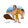 Angry caveman character with big muscles