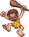 Angry caveman waving a big club over his head