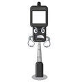 Angry cell phone holder on a character Royalty Free Stock Photo