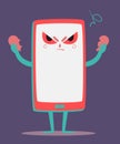 Angry Cell Phone Tearing a Heart Apart Royalty Free Stock Photo
