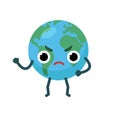 Angry character emotional planet earth. Environment day concept.