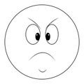 Angry chat emoticon in black and white