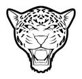 Angry Cheetah Face Black And White Illustration