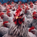 Angry Chicken closeup on a chicken farm. Concept of protesting. Created with generative AI Royalty Free Stock Photo